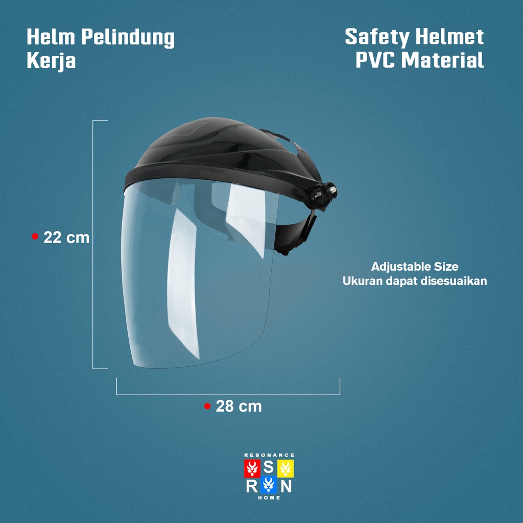 Helm Pelindung Kerja / Face shield Kaca Transparan / Resonance Home