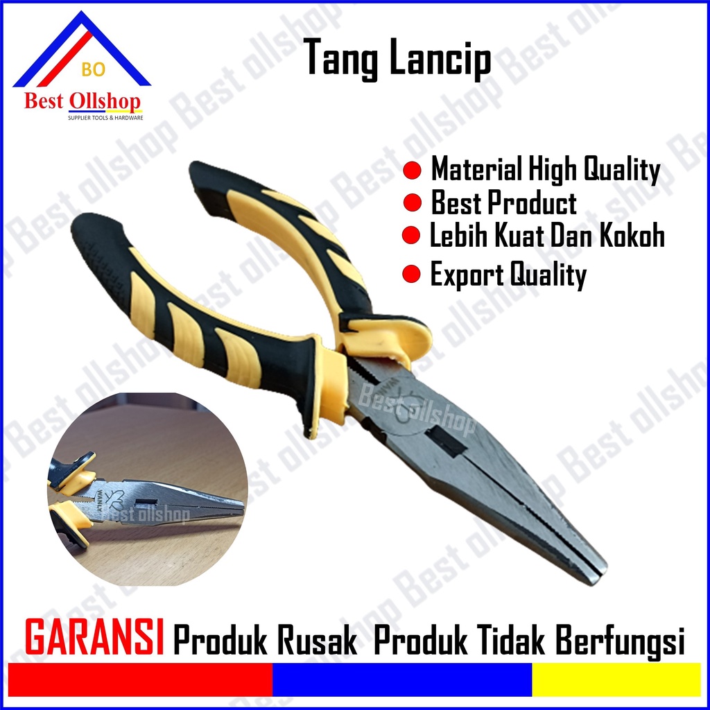 Tang Mini Lancip Cucut Kombinasi Potong Jepit Long Nose Pliers Blister 6 Inch