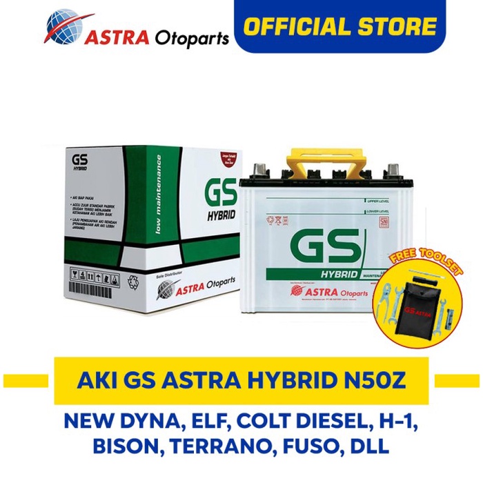 Aki GS ASTRA Hybrid N50Z Mobil New Dyna, ELF, Colt Diesel, Fuso, dll