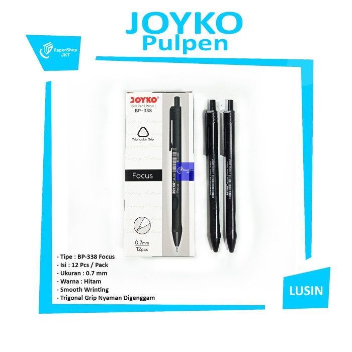 

JOYKO - Pulpen / Ballpen BP - 338 Focus Black / Hitam - Lusin
