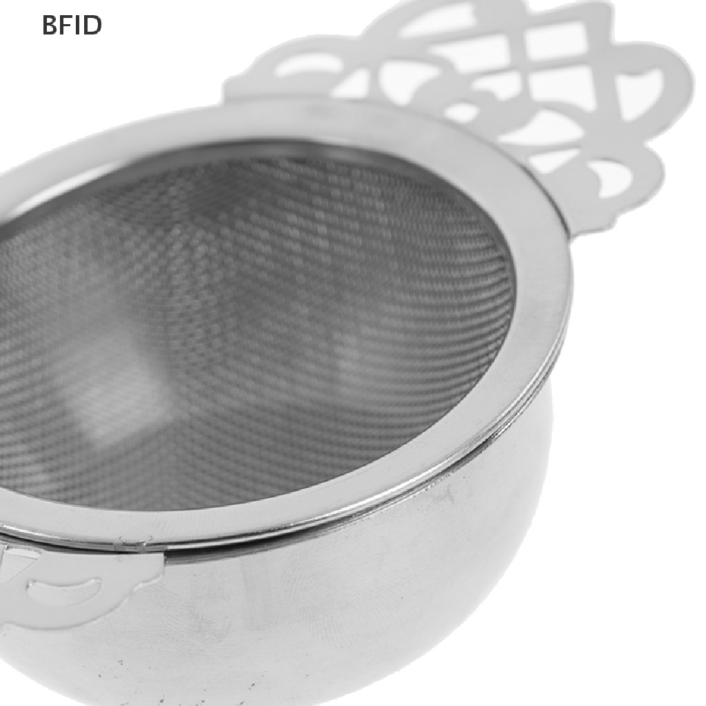 [BFID] 1pc Saringan Teh Stainless Steel Dengan Drip Bowl Double Ear Mesh Infuser Filter [ID]