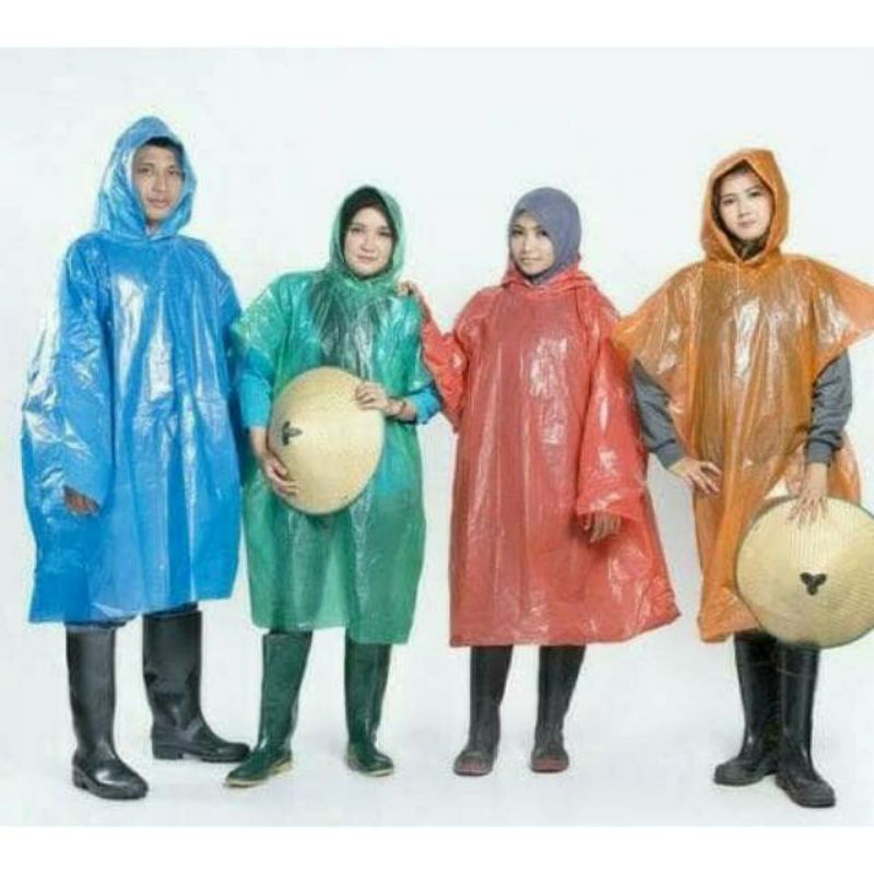 Jas hujan Ponco plastik murah lengan panjang ukuran dewasa.mantel hujan plastik