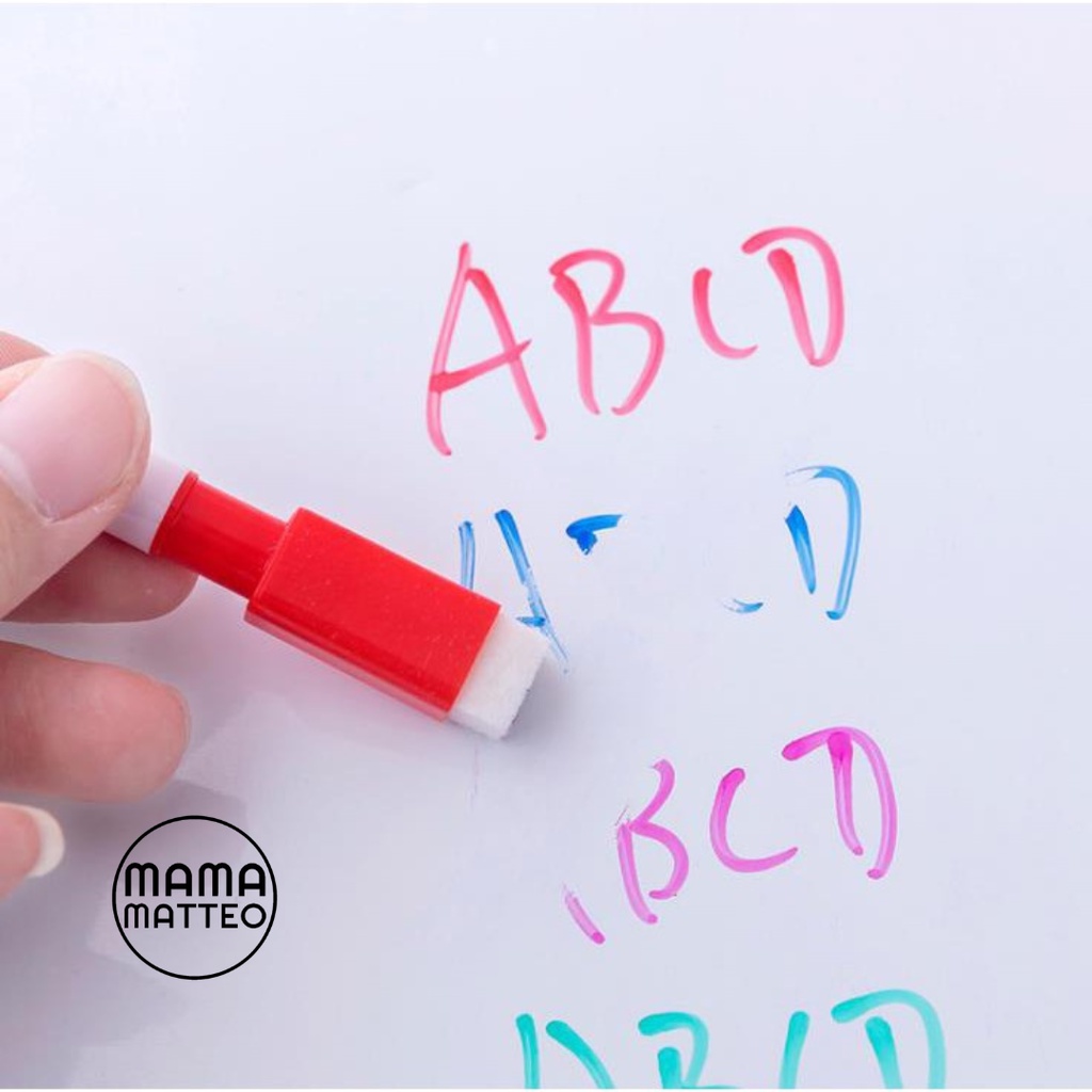 Spidol Wipe &amp; Clean / Spidol Mini dengan Penghapus untuk Papan Tulis White Board Warna Hitam Kuning Hijau Merah Pink Biru Muda Ungu Biru Tua