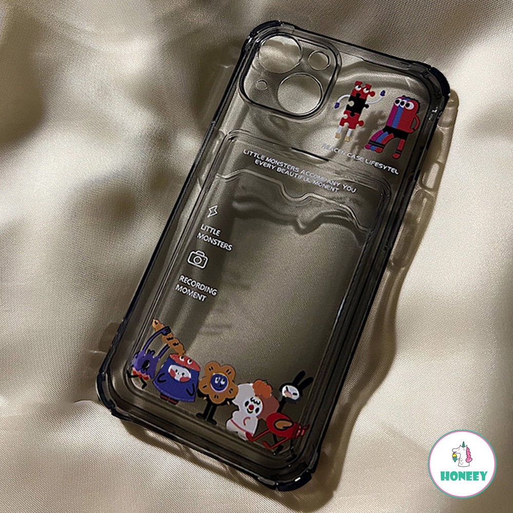 IPHONE Kartun Toy Story Monster Card Holder Phone Case Untuk Iphone14 13 12 11 Pro Max 14 Pro Max Slim Fit Bumper Karet Shockproof Lembut TPU Cover