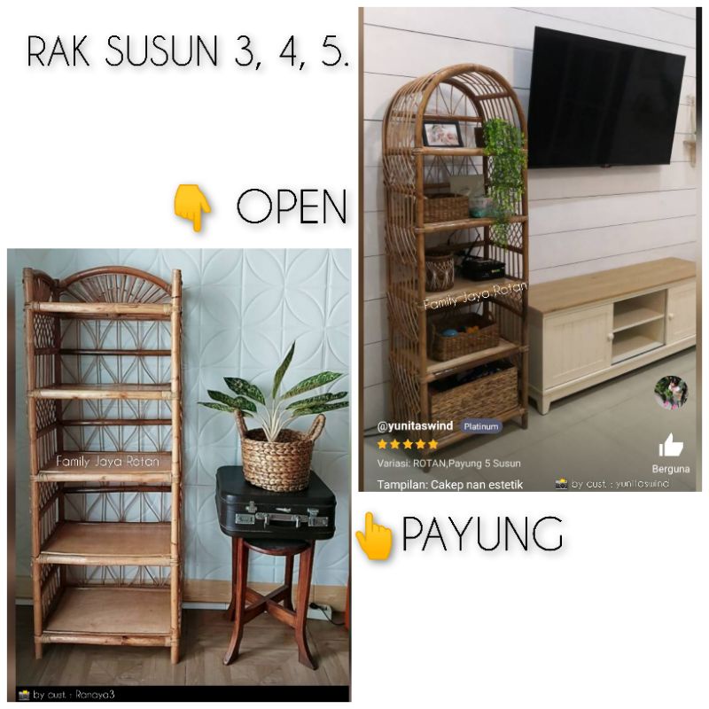 RAK ROTAN SUSUN UNTUK SUDUT MUSHOLA SEPATU SERBAGUNA