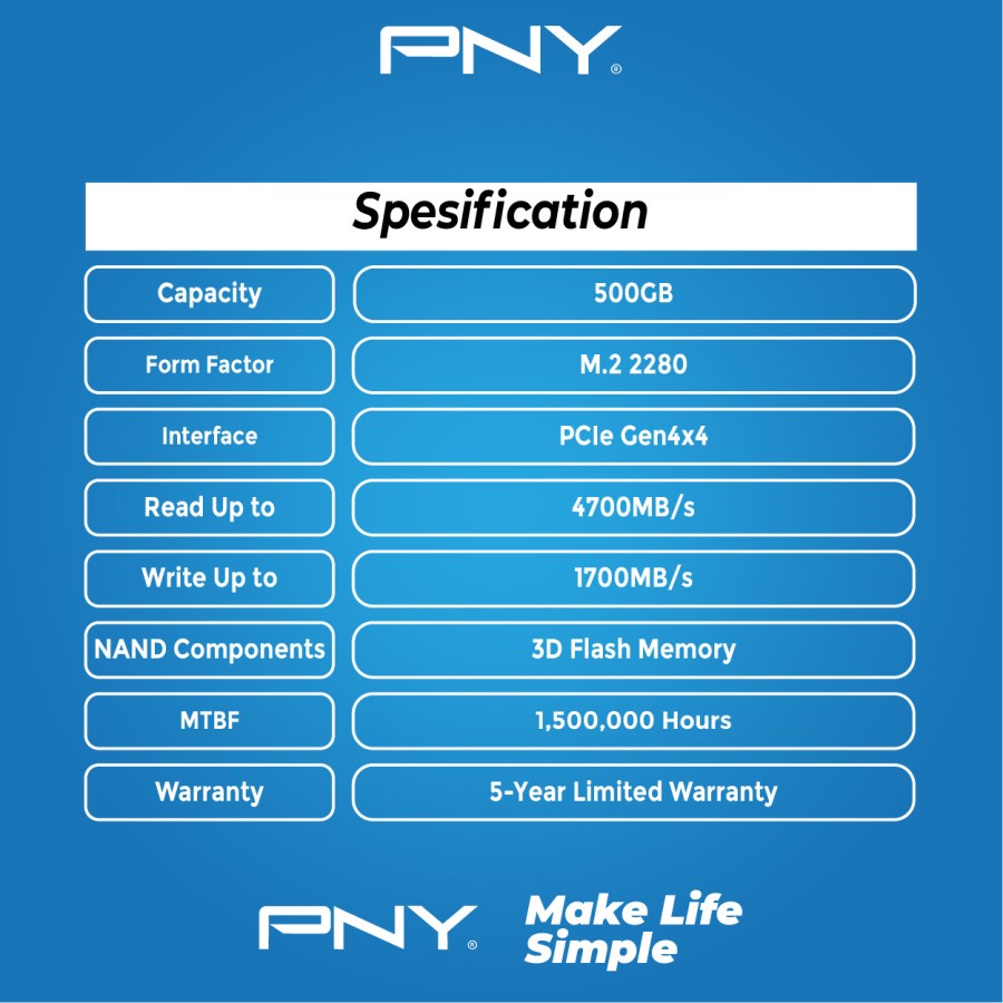 PNY SSD 500GB M.2 NVME CS2241 PCIE Gen 4x4