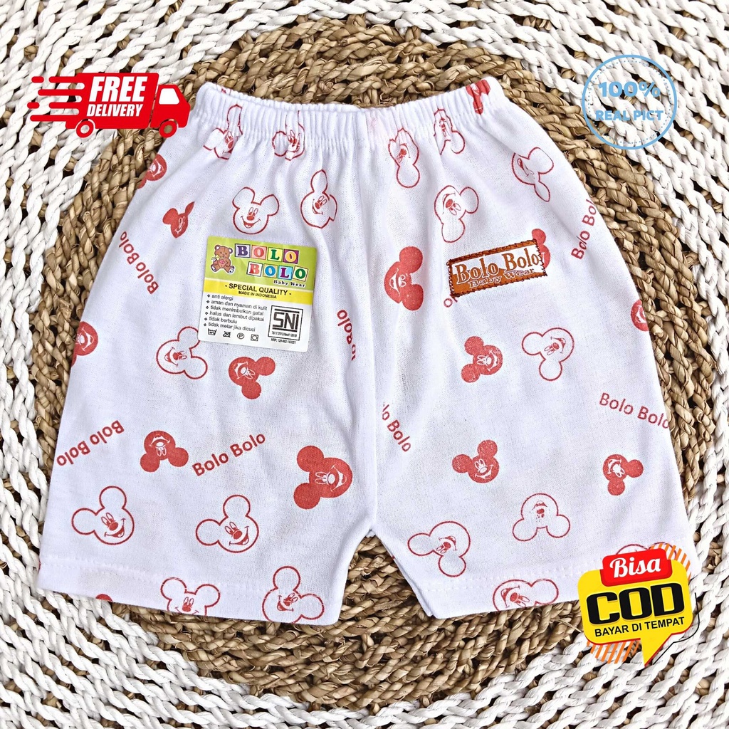 SALE 7.7 Serian Merah Bata - 3 pcs Celana Pendek Bayi Baru Lahir 0 - 3 Bulan Brick Red Series merk SNI Bolo - Bolo