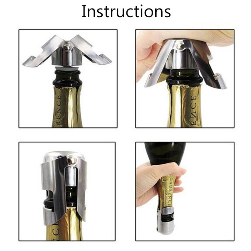 Nickolas1 Champagne Stopper Stainless Steel Tahan Lama Disegel Silikon Tombol Ganda Tahan Karat Sumbat Botol Wine