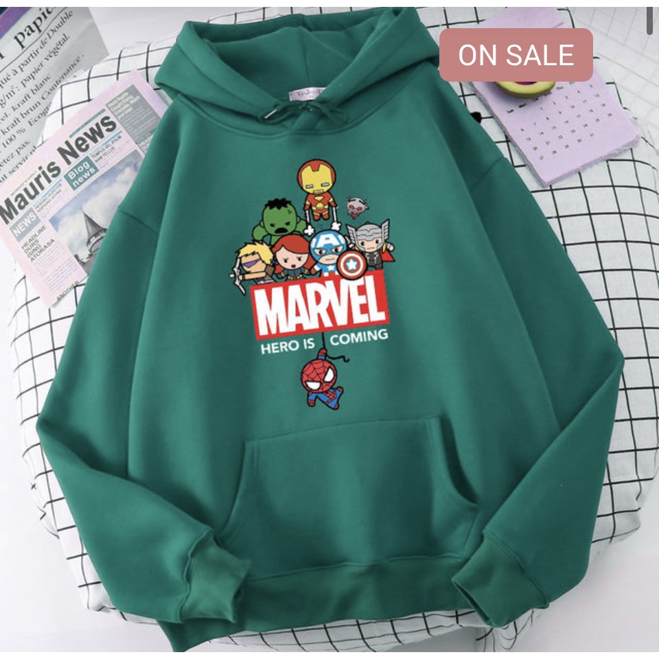 Jaket Hoodie Anak Viral MAEVEL HERO IS COMING II Jumper Hoodie Anak  MAEVEL HERO IS COMING II Sweater Hoodie Kids Sz M - XL ( Laki Laki &amp; Peremepuan )