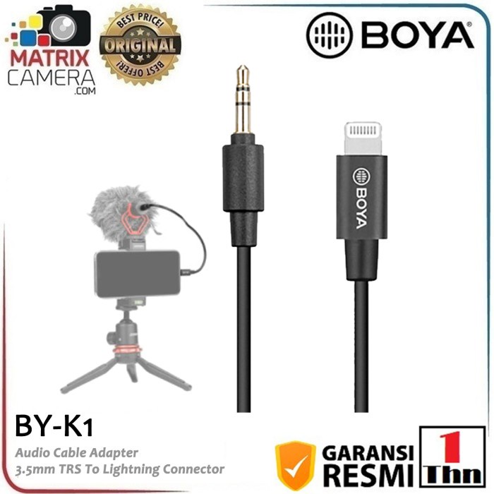 Kabel Boya By-K1 Audio Cable Adapter 3.5Mm Trs To Lightning Connector