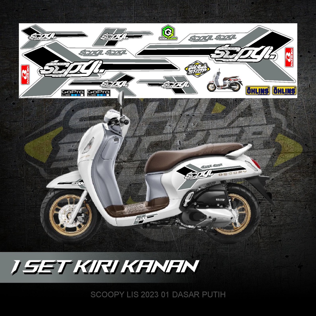 SCOOPY LIS 2023 01 DASAR PUTIH LIS ABU STICKER STRIPING MOTOR 06