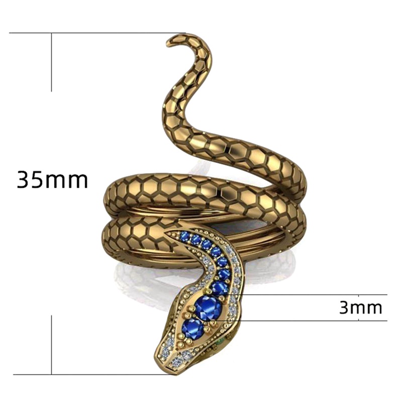 Cincin Ular Perhiasan Punk Fashion Wanita Gothic Vintage Rings Jari Pria Ukuran 6-10