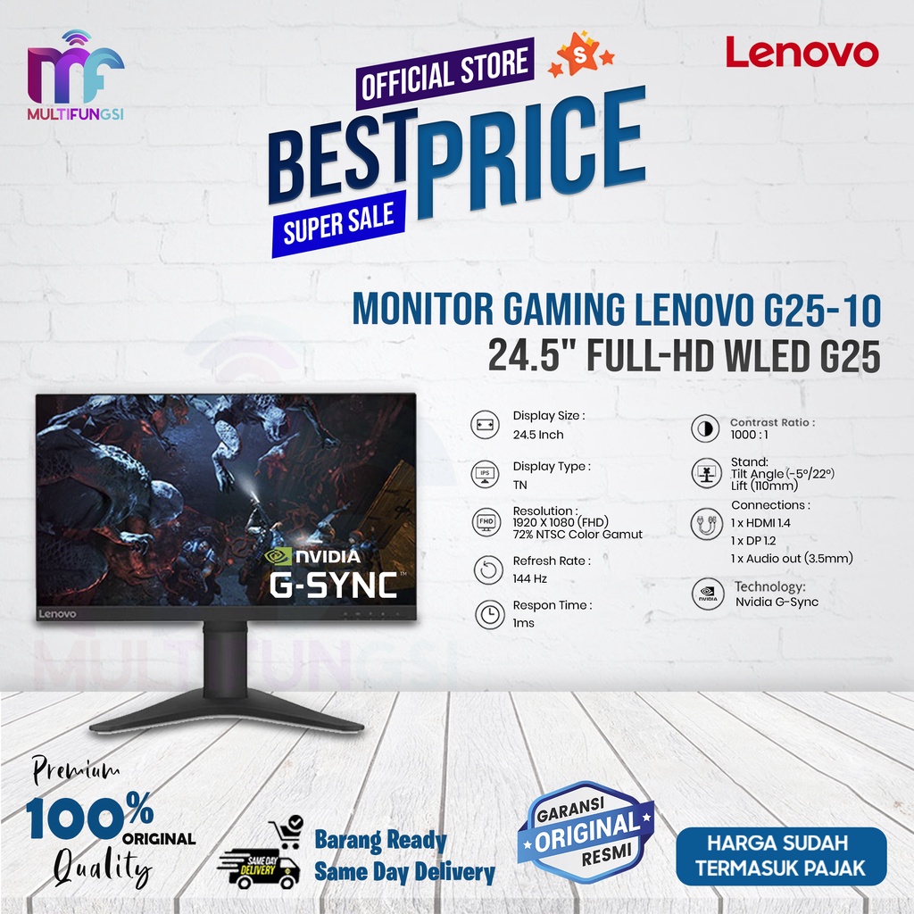 Monitor Lenovo G25-10 24.5-inch FHD WLED Gaming G25