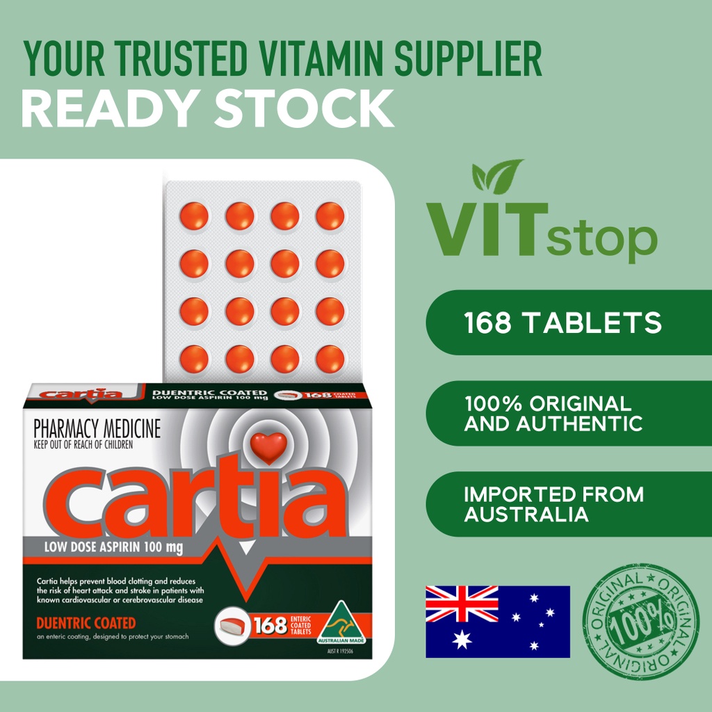 Cartia Low Dose Aspirin 100mg 168 Tablets (Obat Pengencer Darah)