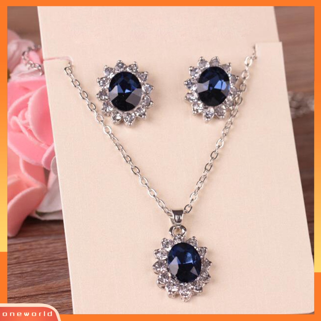 [oneworld] Set Perhiasan Set Perhiasan Anting Fashion Alloy Ramah Kulit Elegan Untuk Pesta