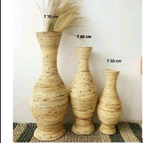 OBRAL - Guci Rotan Vas Rotan Pot Rotan Vas Bunga Rotan Pot Rustik Pot Dekorasi Vas Homedecor Vas Rustik