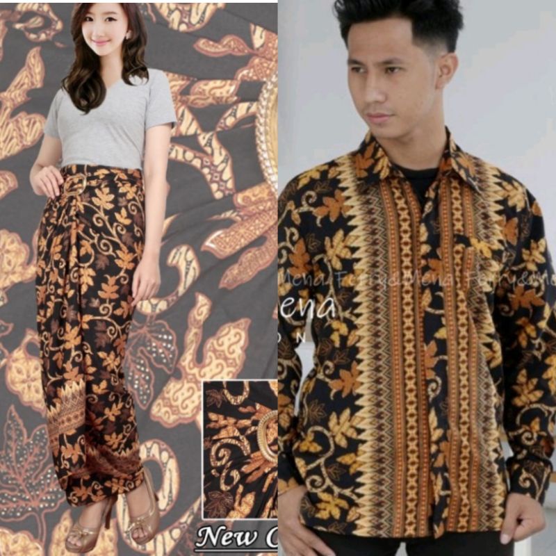 Couple Kemeja Batik Rok Lilit batik Lengan Panjang MOTIF PAYA