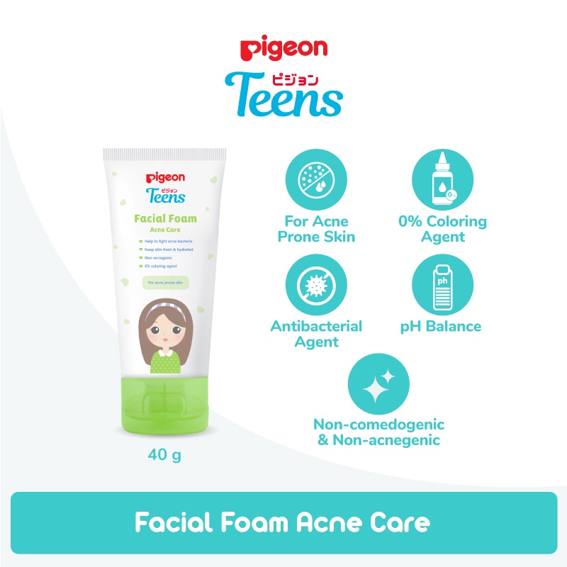 Pigeon Teens Facial Foam Acne Care Sabun Muka Remaja 40g