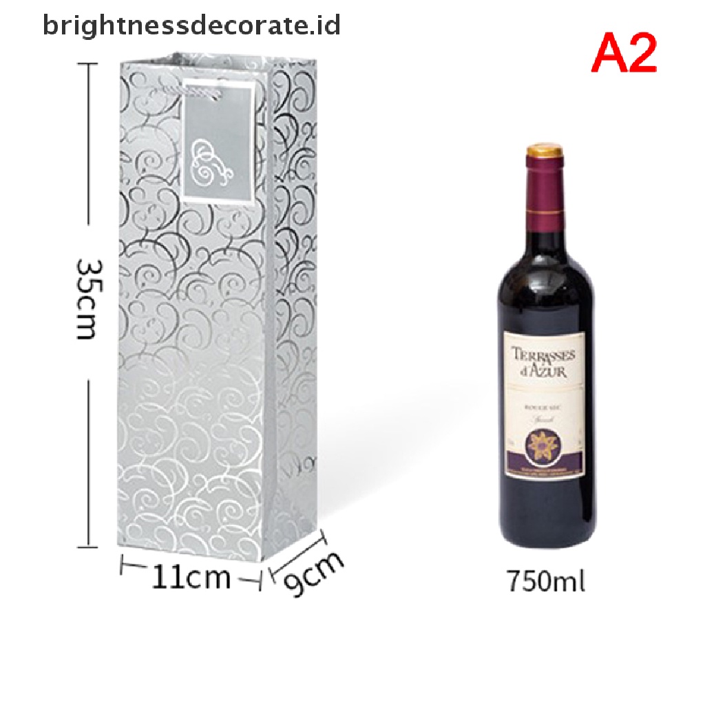 [Birth] 1pcs Kantong Wine, Paper Wine Bag Kraft 10pcs Kantong Anggur Kado Dengan Pegangan [ID]