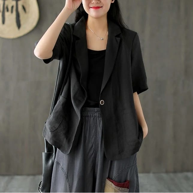 BLAZER WANITA KOREAN STYLE - NARNIA BLAZER - BLAZER LINEN WANITA