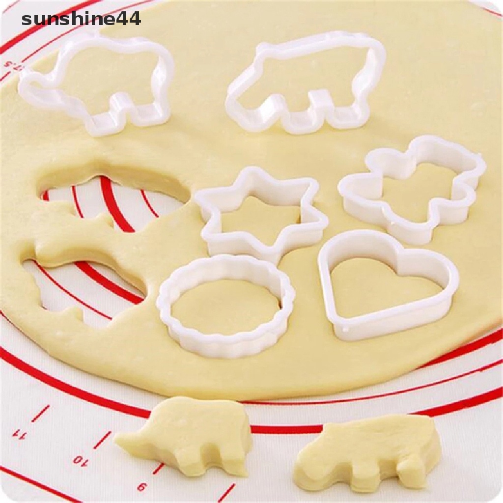 Sunshine 6Pcs/set Sandwich Sushi Pemotong Biskuit Cetakan Kue Kering Cookie Plastik Berbentuk Hewan.