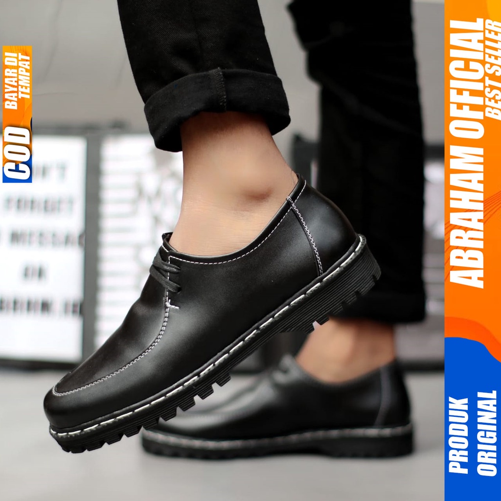 ABRAHAM Sepatu Loafers Formal Docmart Pantofel Hitam Pria