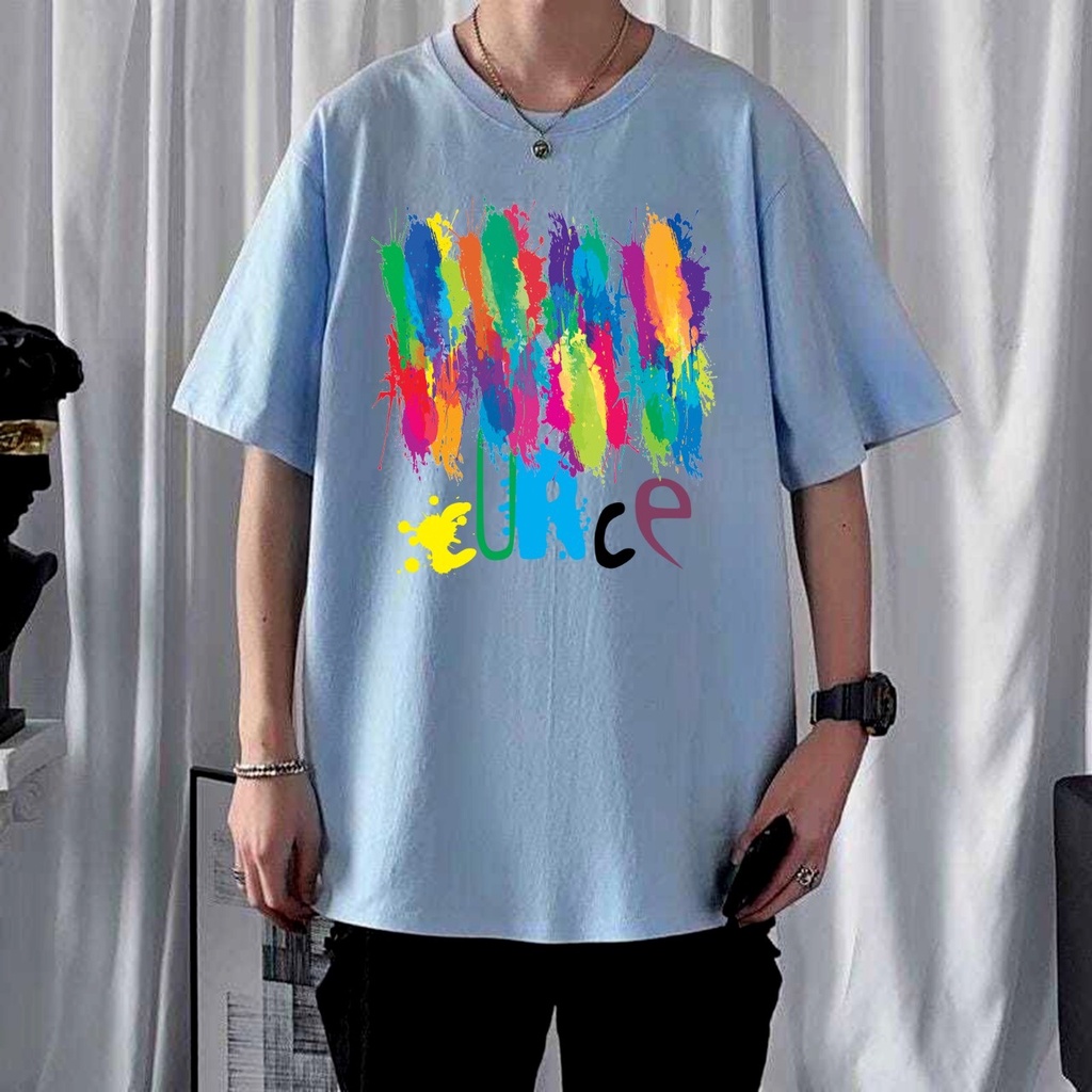 KIYOWO-Baju Kaos Oversize Motif Curce Distro Pria Lengan Pendek