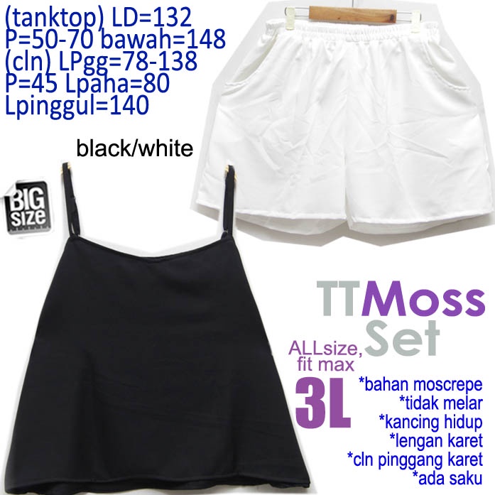 SETELAN JUMBO LD 130 TANKTOP COTTON SET big size xxxL oversize setcel homey casual