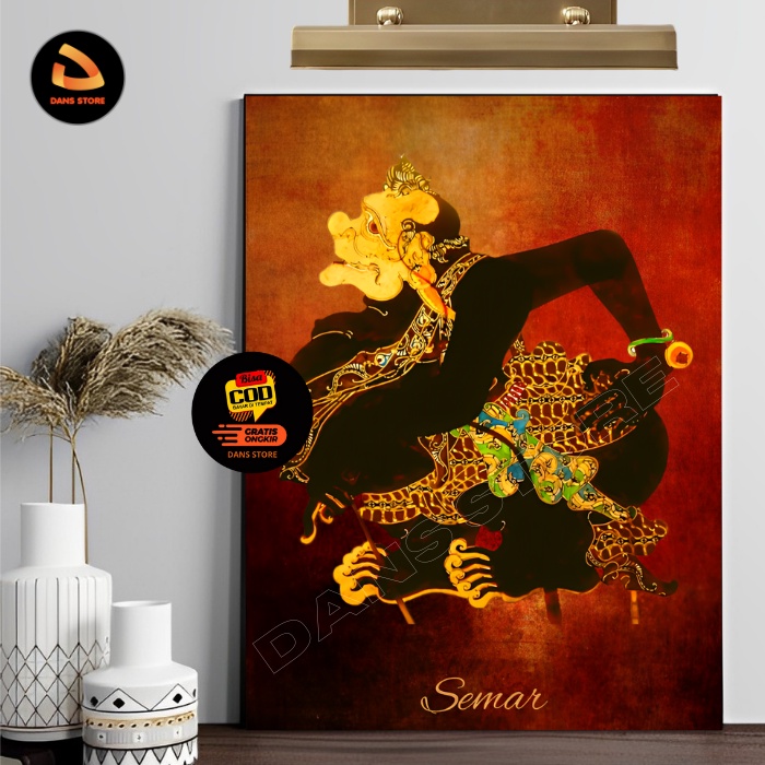 Poster Wayang Kulit Semar Hiasan Dinding Bahan Art Carton dan Papan MDF Pajangan Dinding dan Walldek