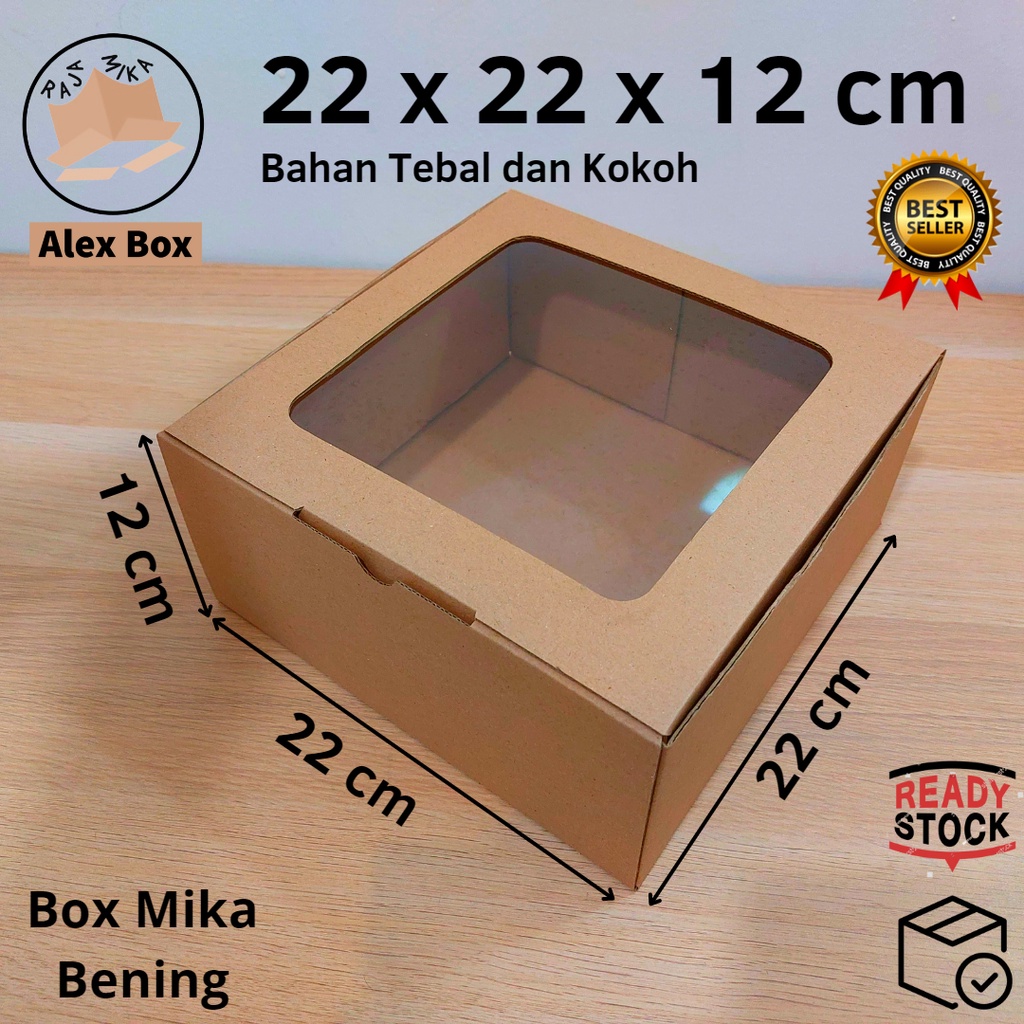 

Kardus Mika 22 x 22 x 12 cm... model diecut, untuk kue hampers dll