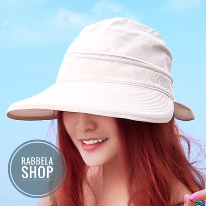 Topi Topi Pantai Wanita Topi Lipat Praktis Topi Lebar Anti Uv Cream