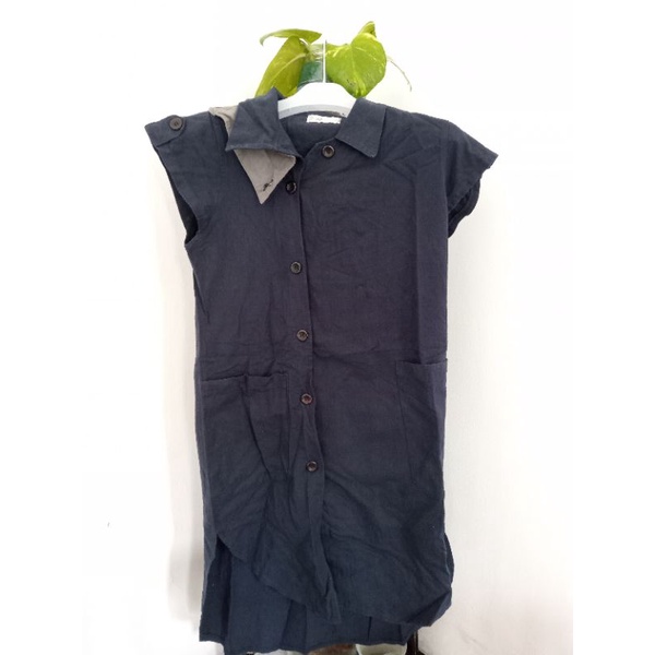 PL long cardy full kancing bahan linen