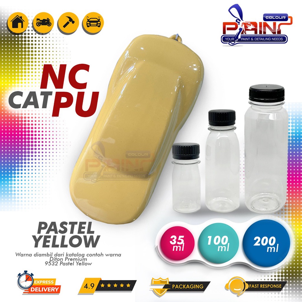 Cat PU 1 Liter Pastel Yellow Vespa Colour - Sample Warna Diton Premium 9532