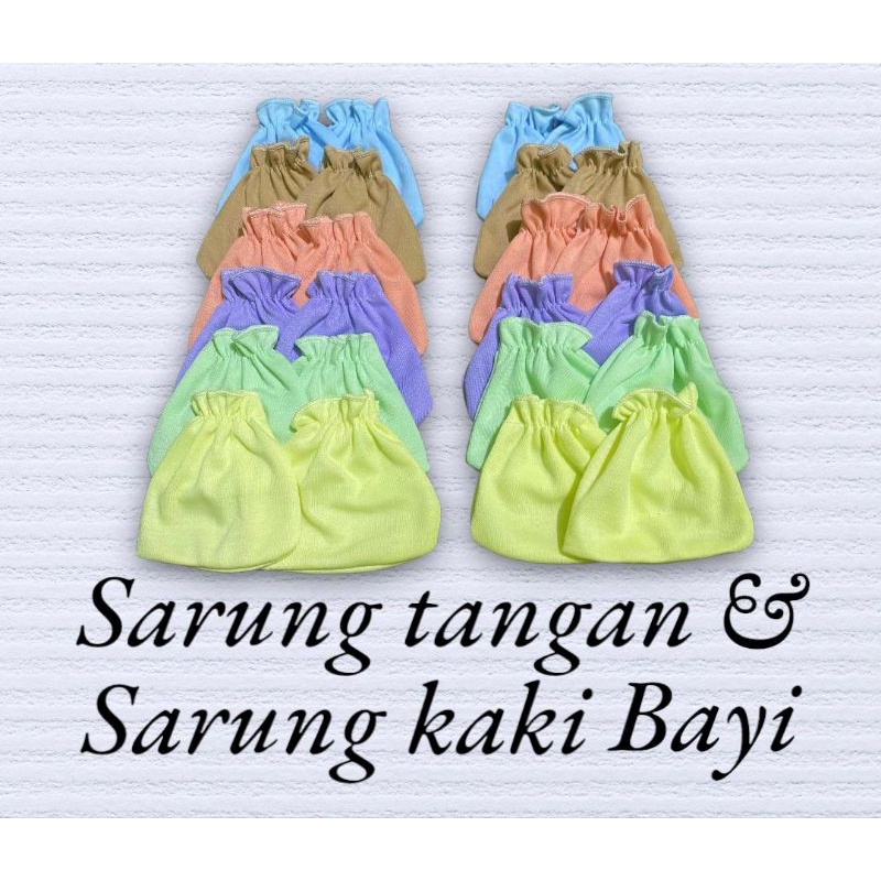 3 &amp; 6 set  ( 6 &amp; 12 pasang ) sarung tangan &amp; sarung kaki  bayi lembut polos