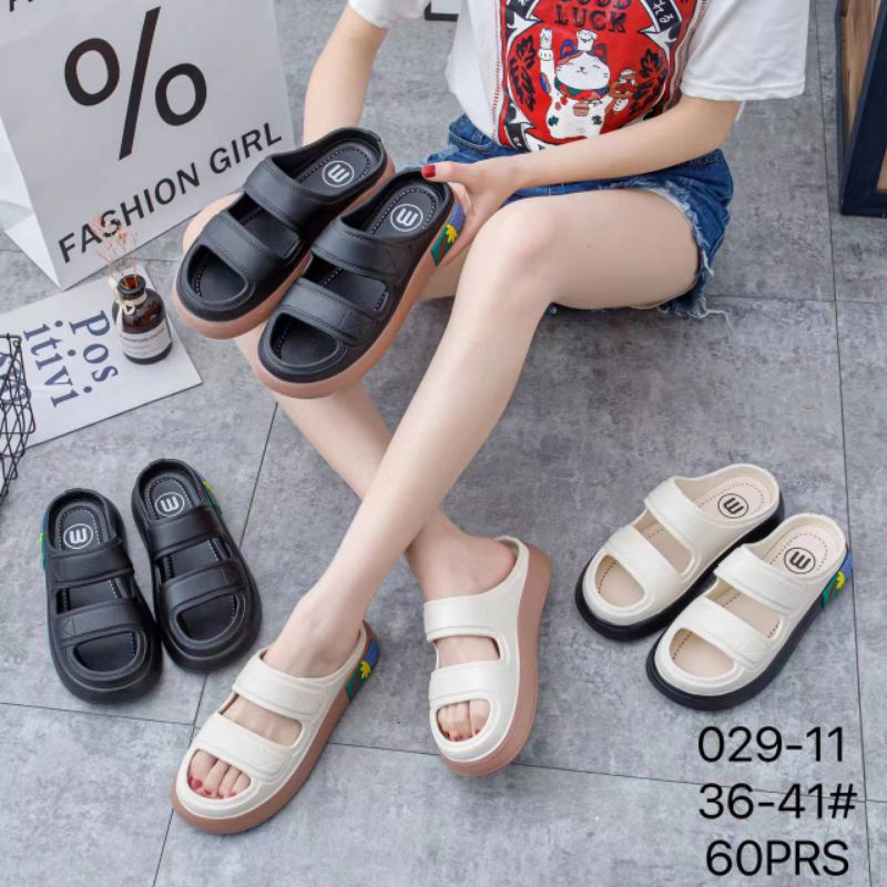 Sandal wedges selop wanita Terbaru HYS 029-2/sendal karet jelly perempuan kekinian