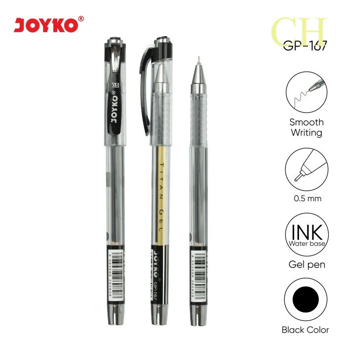 

Gel Pen Pulpen Pena Joyko GP-167 Titan Gel 0.5 mm - Black
