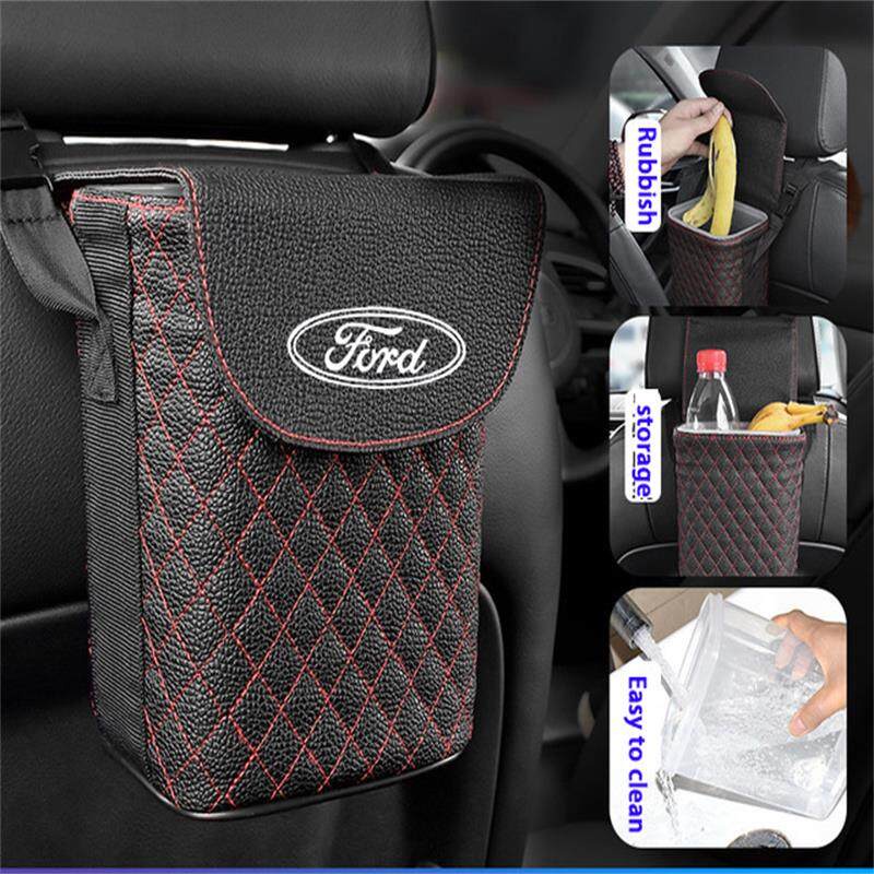 Cocok Untuk Ford Tempat Sampah Gantung Mobil Storage Bin Leather Square Waste Bin Interior Fitting