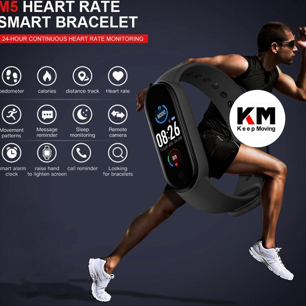 ➛ KM Smartband M5 Heart Rate Monitor Smartwatch M5 Bracelet Fitness Tracker PALING LARIS 880 ㅞ