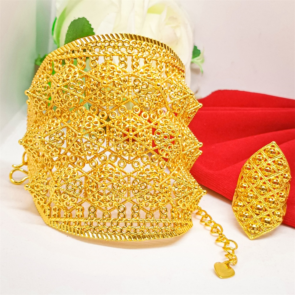 Gelang kendari Gelang Tangan Xuping Terbaru Dubai Perhiasan lapis Emas 24k Wanita Motif Bangle