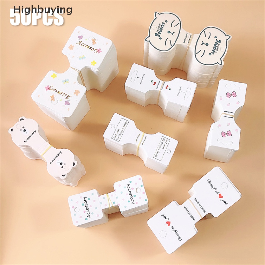 Hbid 50PCS Papan Kertas Lipat Putih Dewasa Anak Jepit Rambut paperboard Tali Rambut Kartu Hiasan Rambut Hiasan Kepala Bahan Kemasan Glory