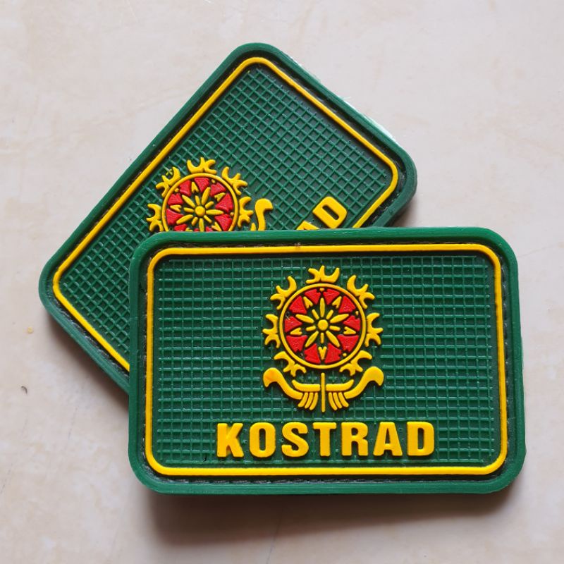 patch rubber logo kostrad dasar hijau - tni ad - tempelan emblem karet velcro
