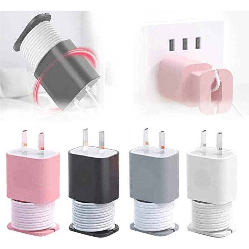 Power Adapter Housing Cover Handphone Dan Gadget Aksesoris Portable Anti Jatuh 2in1 Kabel Data Organizer Kabel Data Anti Angin Silikon Charger Penutup Pelindung