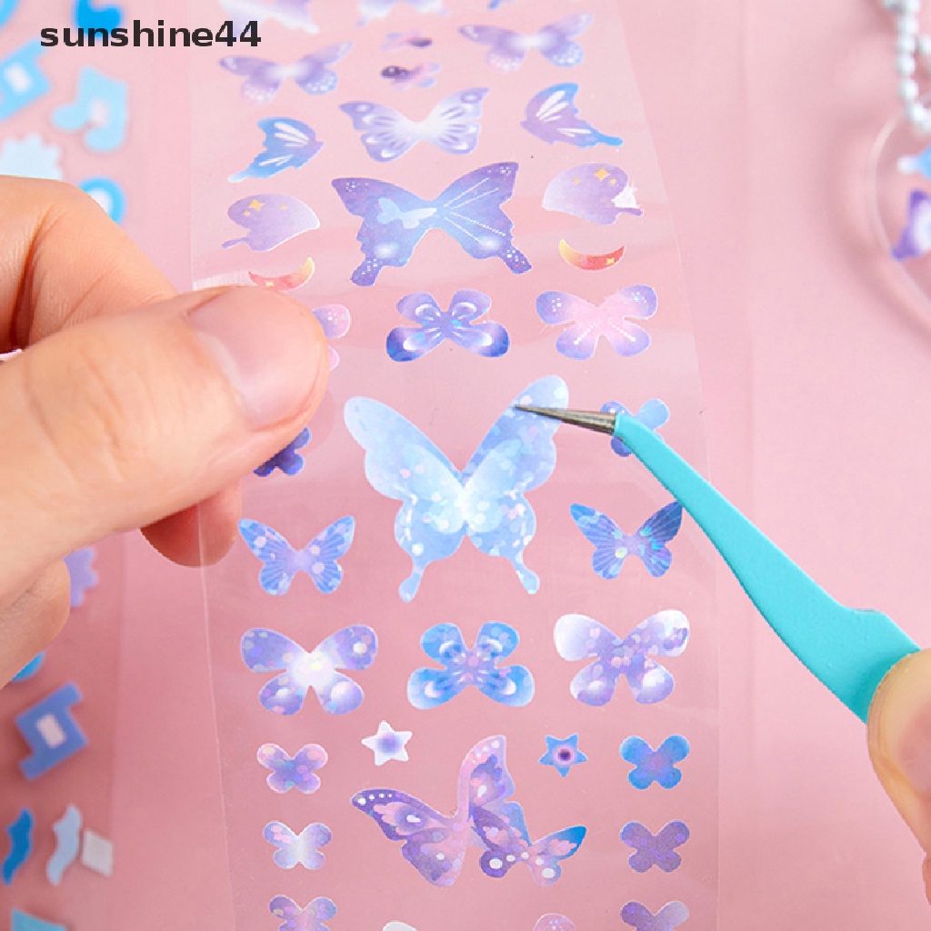 Sunshine Lucu Laser Die-cutg Tape Gadis Jantung Tangan Dekorasi Rekening Bahan DIY Masking Sticker Tape.