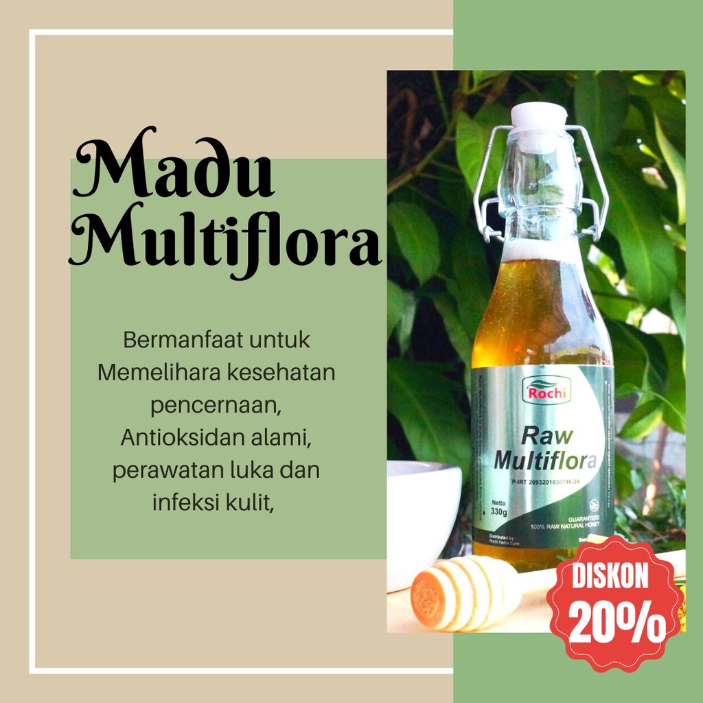 

Raw Multiflora 330g POM MD Madu Multiflora Murni Mentah Asli Rochi BERGARANSI