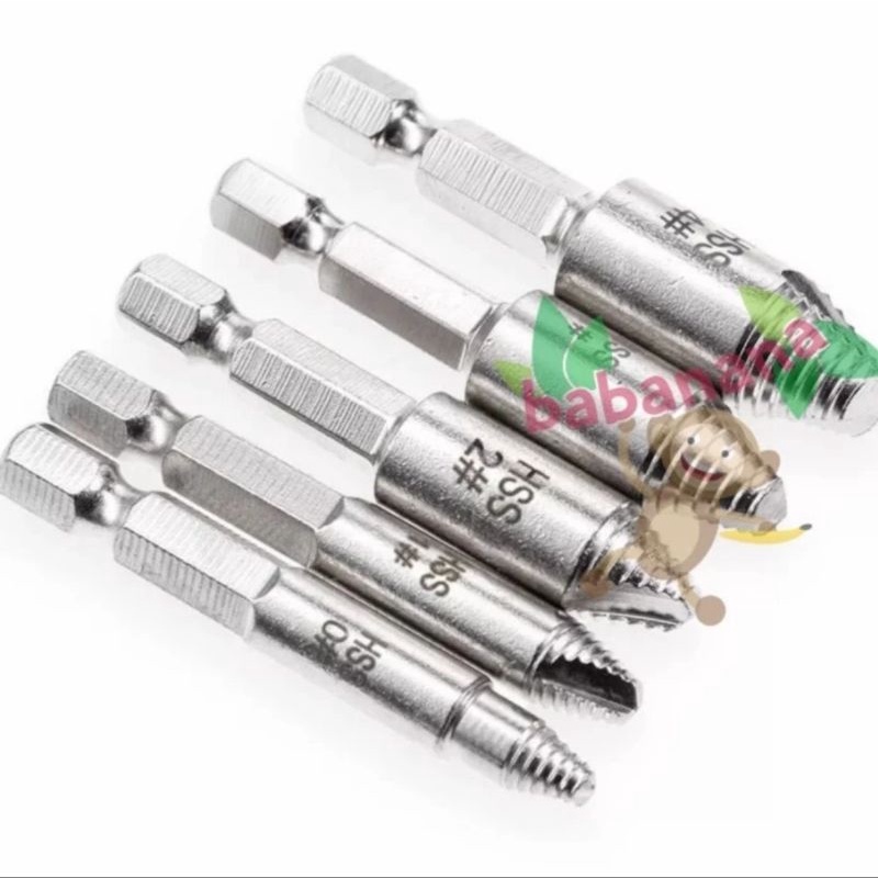 Bolt Extractor 5pcs screw extraction damaged alat pencabut baut set