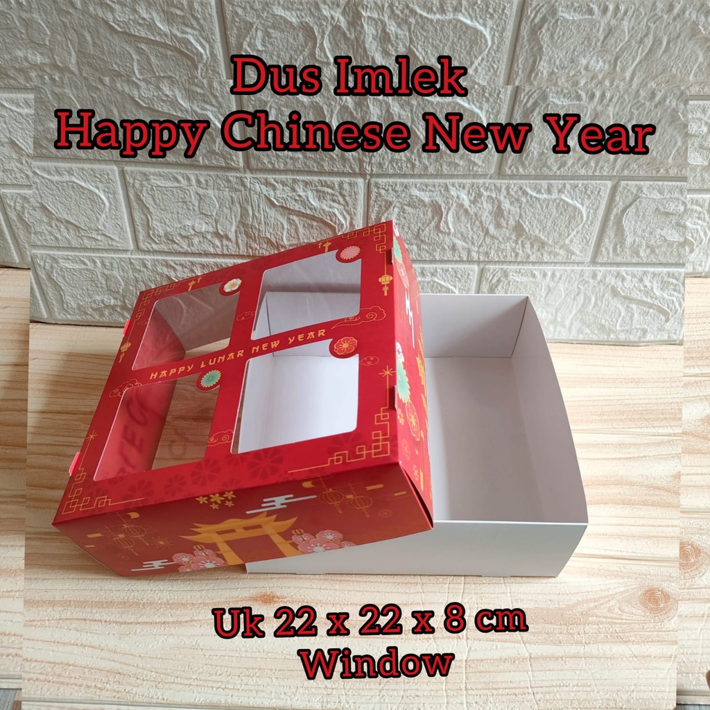 

Dus uk 22 x 22 window Imlek Merah / BOX HAMPERS Happy Chinese New Year / Happy Lunar new Year / BOX KUE PER PACK
