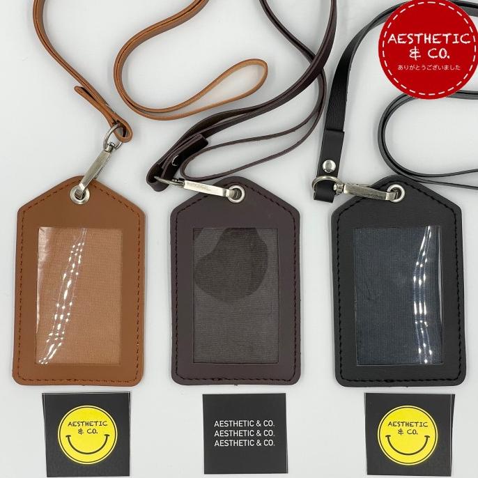 

SALE Lanyard ID Card Name Tag Kulit Tali Kulit With Card Holder V.02