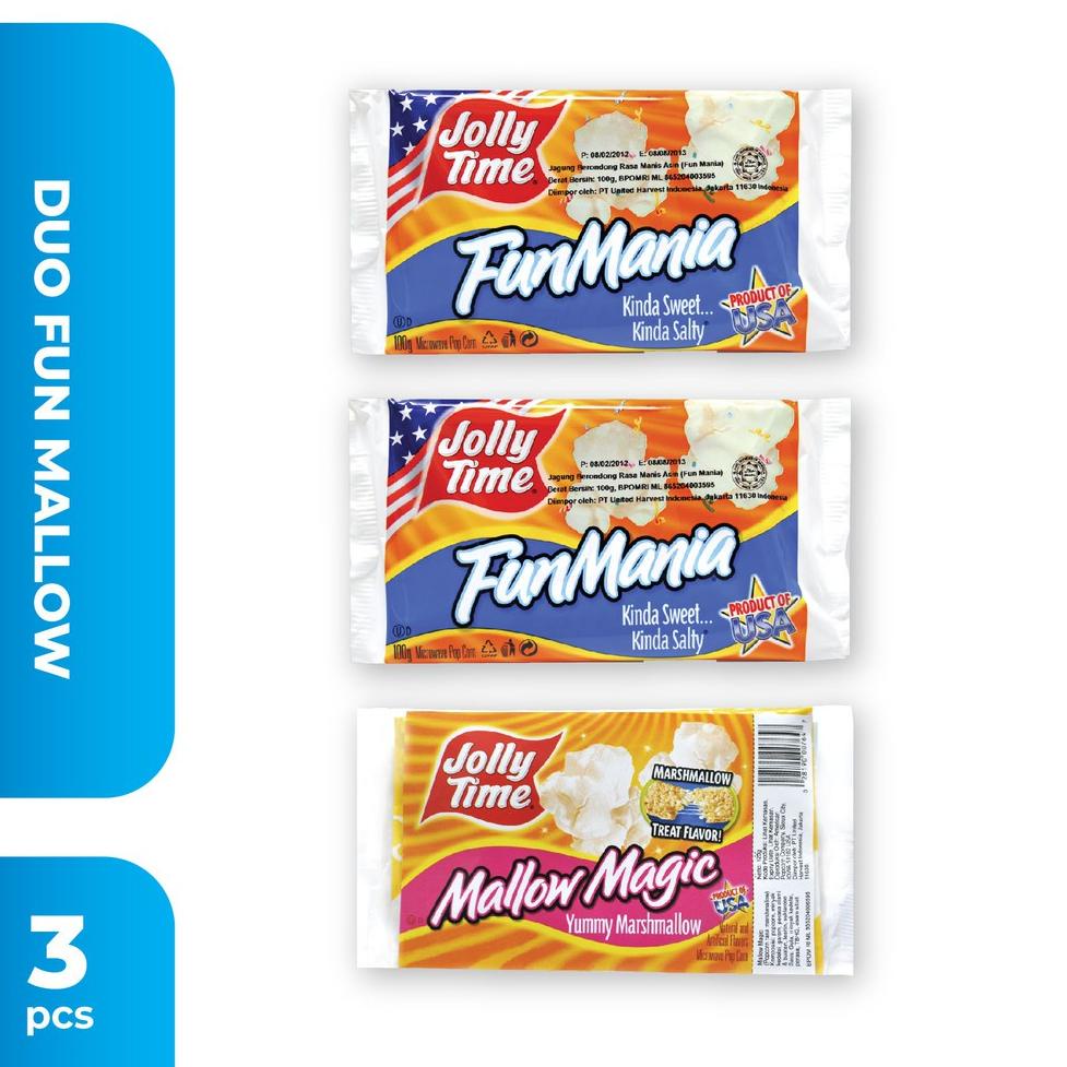 

Best Terlaris ✣ Jolly Time - Paket Duo Fun Mallow (2FM, 1MM) - Mircowave Popcorn ✌