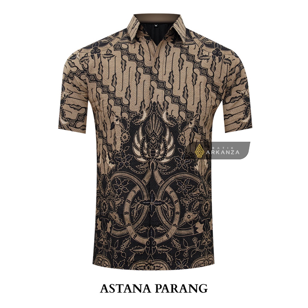 BATIK ARKANZA Motif ASTANAPARANG Hem Atasan Kemeja Baju Batik Pria Cowok Laki Laki Slimfit Full Lapis Furing Lengan Panjang Lengan Pendek Original Asli