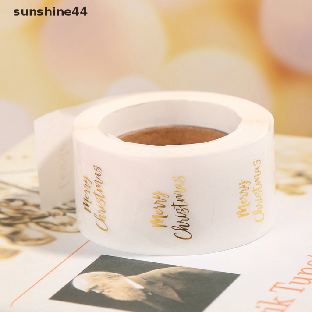 Sunshine 500Pcs Label Segel Stiker Transparan Merry Christmas Handmade Kado Scrapbook.